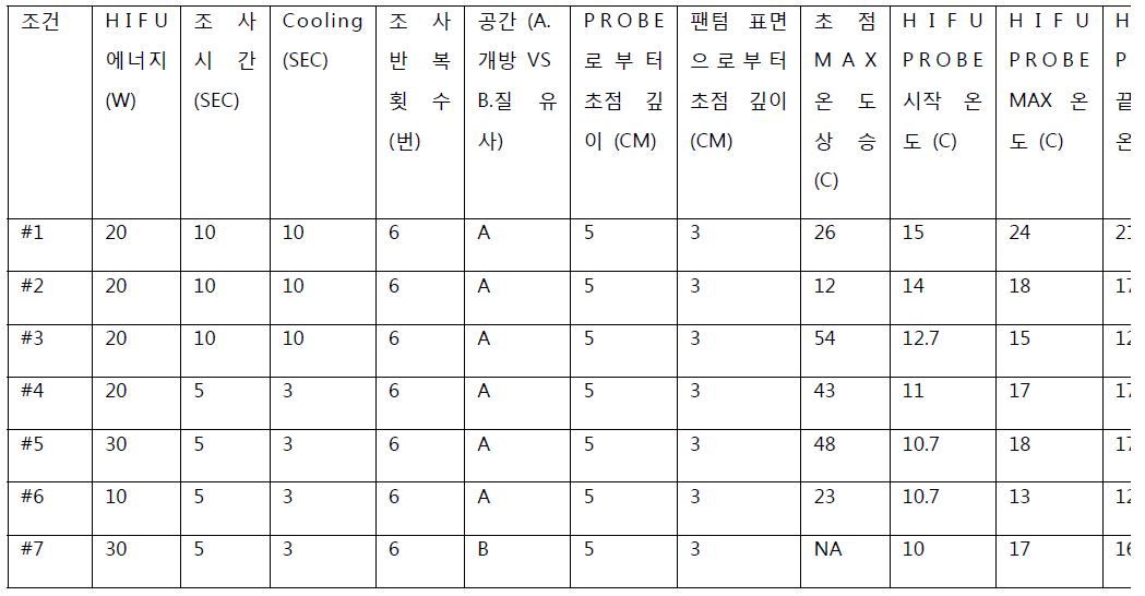 팬텀 HIFU 조사 연구 DATA 요약