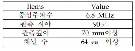 이미징 프로브의 사양