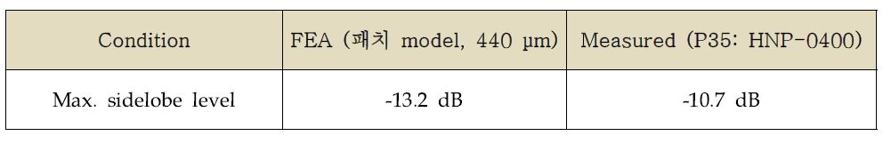 P1 시작품용 치료헤드 제작 결과 (깊이 방향의 음압 분포)