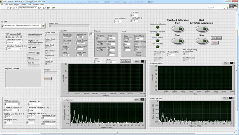 Cavitation 데이터 획득을 위하여 제작한 LabVIEW system