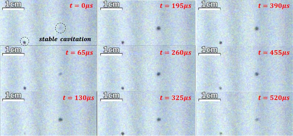 초고속 카메라를 이용한 stable cavitation 관찰 실험