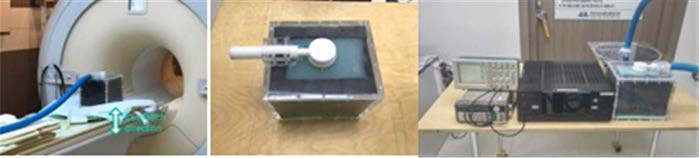 Phantom을 진동시키기 위한 actuator, arbitrary function generator, 저주파 (100~200 Hz) speaker