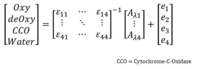 four wavelength modified beer lambert law