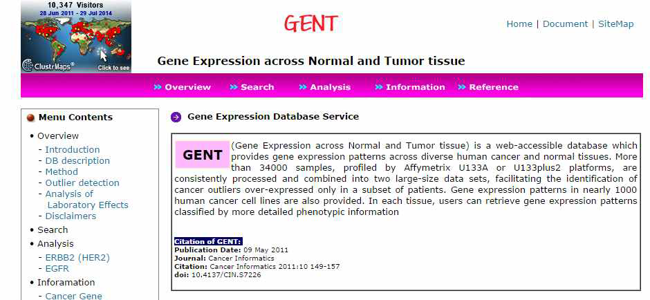 GENT web database의 초창기 모습