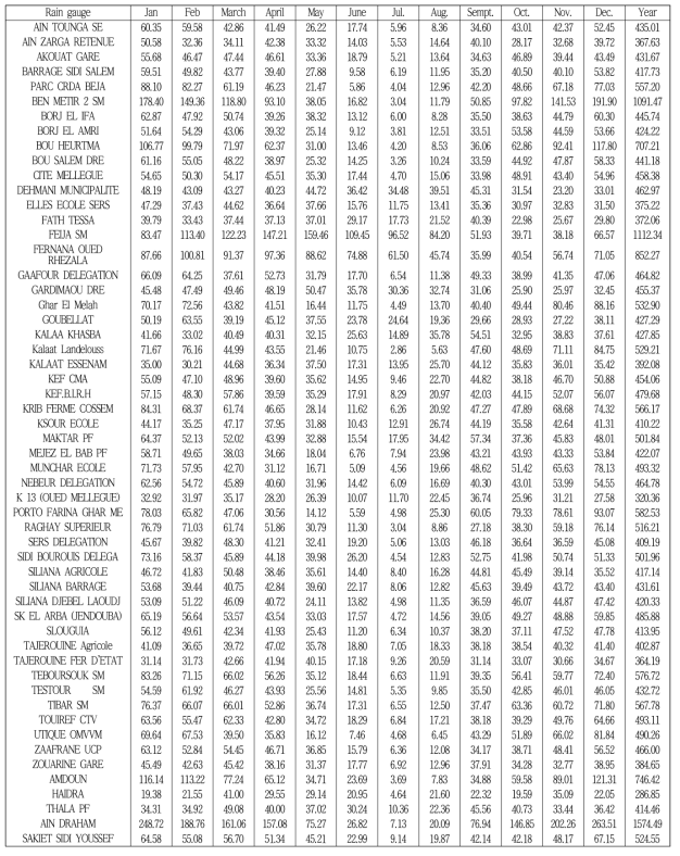 Average of precipitation for rain gauge