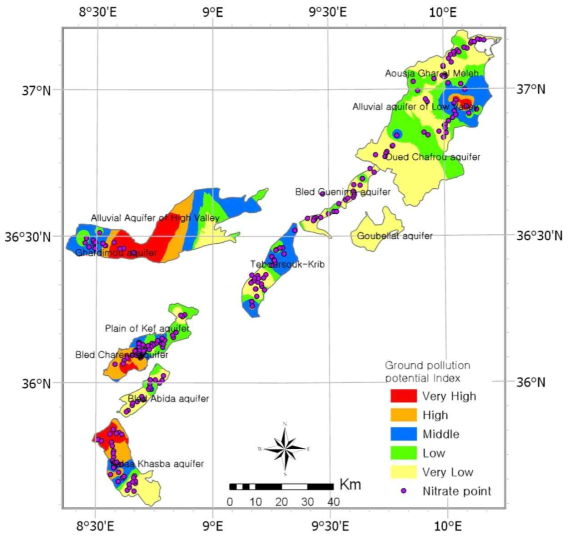 Distribution map of nitrate