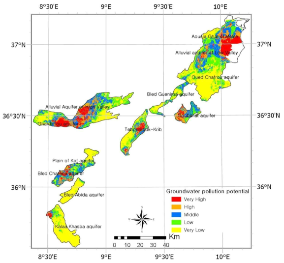 Groundwater pollution potential map (General DRASTIC map of dry season)