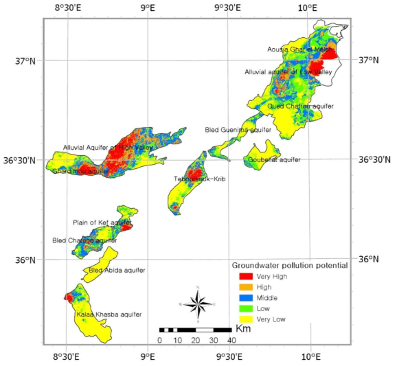 Groundwater pollution potential map (General DRASTIC map of wet season)