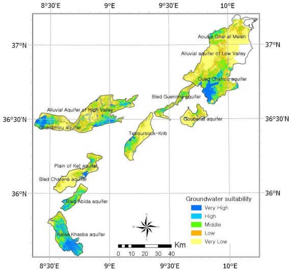 Groundwater suitability map (General DRASTIC map of dry season)