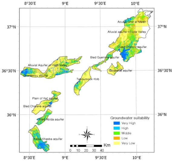 Groundwater suitability map (Agricultural DRASTIC map of dry season)