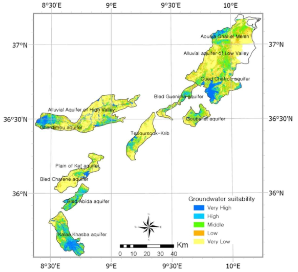 Groundwater suitability map (Agricultural DRASTIC map of wet season)