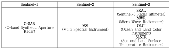 Specification of Sentinel Satellite