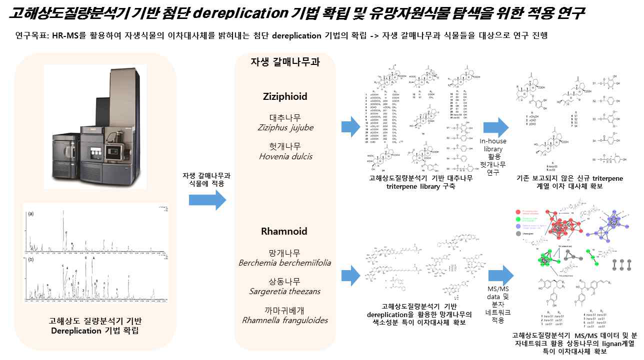 고해상도 질량분석기 기반 첨단 Dereplication 기법 확립 및 유망자원식물 탐색을 위한 적용 연구개요