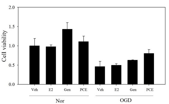 PC 추출물의 저산소 조건에서의 primary neuron cell 생존도 결과