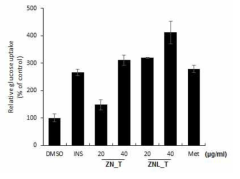 베트남 기원의 ZN (ZN_T)과 라오스 기원의 ZN(ZNL_T)의 포도당 흡수능 비교