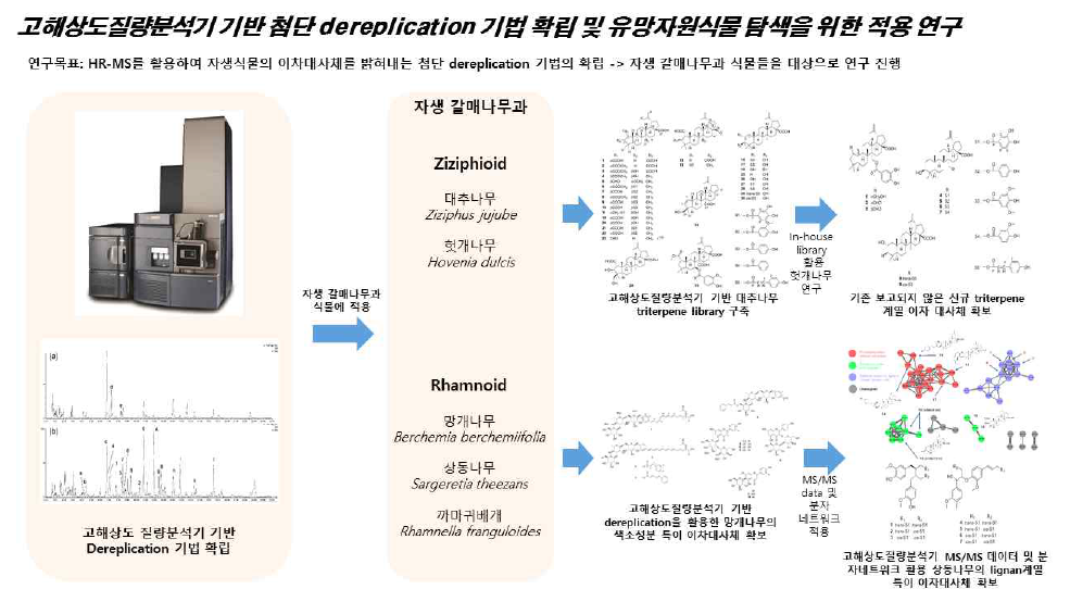 고해상도 질량분석기 기반 첨단 Dereplication 기법 확립 및 유망자원식물 탐색을 위한 적용 연구개요