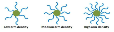 성형 공중합체의 다양한 arm density
