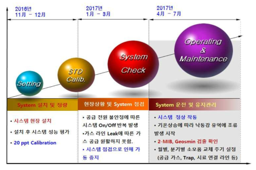 온라인 모니터링 시스템 현장운영 월별 진행 과정