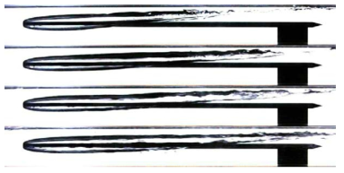 Artificial supercavities generated at different flow speed conditions (DC=10.5mm, Cq=0.16)