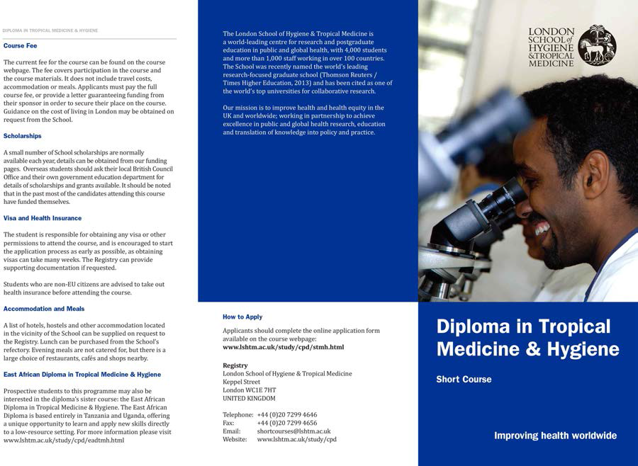 London School of Hygiene & Tropical Medicine, Diploma in Tropical Medicine & Hygiene 관련 리플렛 01