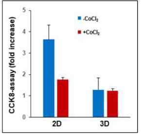 2D 및 3D에서 배양한 암세포의 증식에 대한 CoCl2의 영향