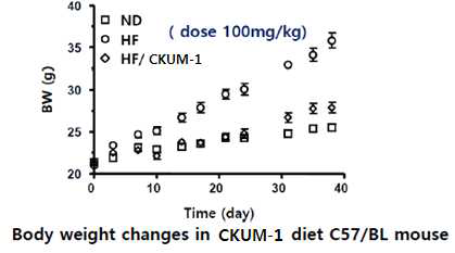 고지방식 마우스의 체중증가 억제 효과