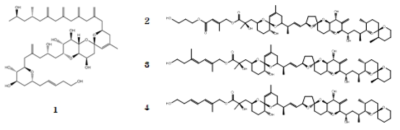 독성 와편모류 Prorocentrum lima의 추출 분액으로부터 분리된 화합물 분리된 화합물 1과 2은 신규 독성 화합물이며 화합물 1(limaol)은 OA와 DTX-1의 독성과 비교할 때 1/3 정도로 낮지만 그 화학적 구조는 매우 특이함(Yang et al. 2017)