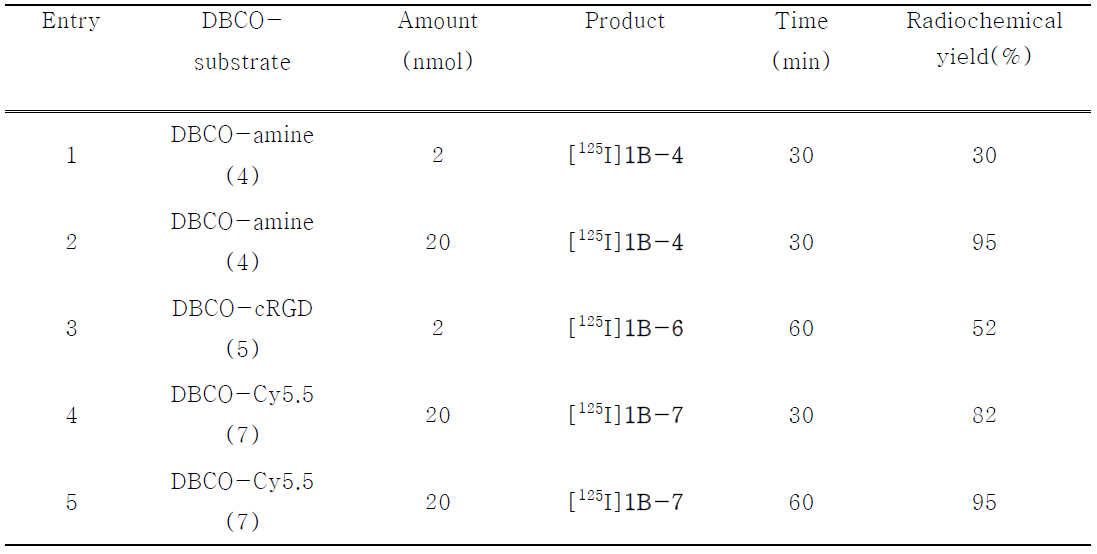 [125I]1B를 활용한 방사성요오드 표지 결과