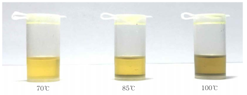 Solution color on electrodeposition temperature