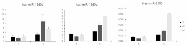 Metformin 처리에 의해 LCL에서 차별발현되는 miRNAs의 RT-qPCR 실험을 이용한 검증