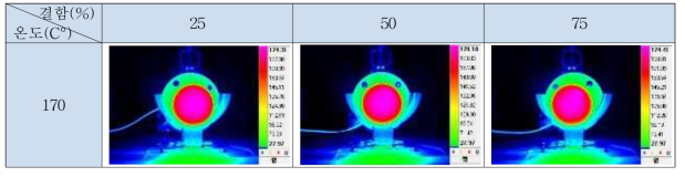 가장자리 결함 배관 종단부 시험편 온도별 Infrared image