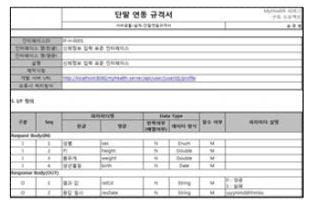 신체정도 입력 표준 인터페이스 설계서 예시