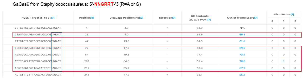 SaCas9 APP-RGEN sequence 탐색