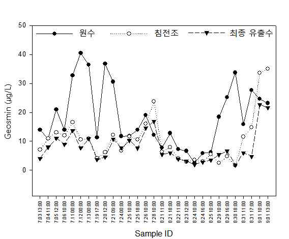 파일롯 테스트 Geosmin 결과