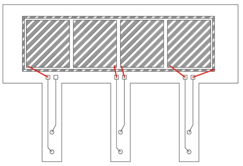 MEPD 검출기의 pixel layout, 가드 링 및 wire-bond 연결