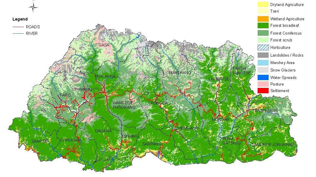 부탄의 생태계 지도 ※ 출처: Bhutan Biodiversity Action Plan 2009