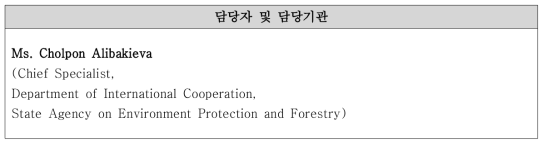 키르기스스탄 CBD 담당부처 및 담당자 * 출처: https://www.cbd.int/