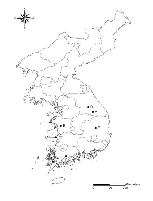 2016년 특이생육지의 조사지역