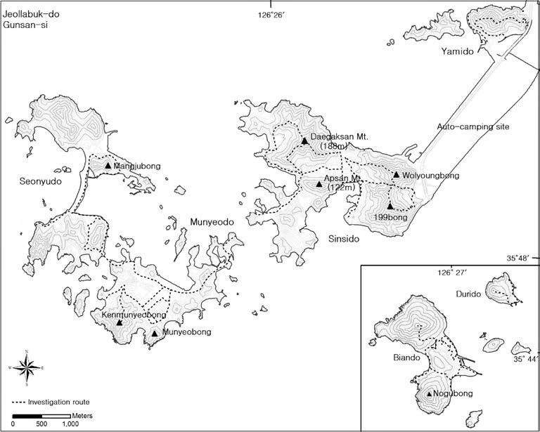 도서지역(고군산군도)의 관속식물상 조사지역