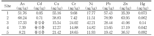 석회암지역(백이산) 토양의 중금속 분석