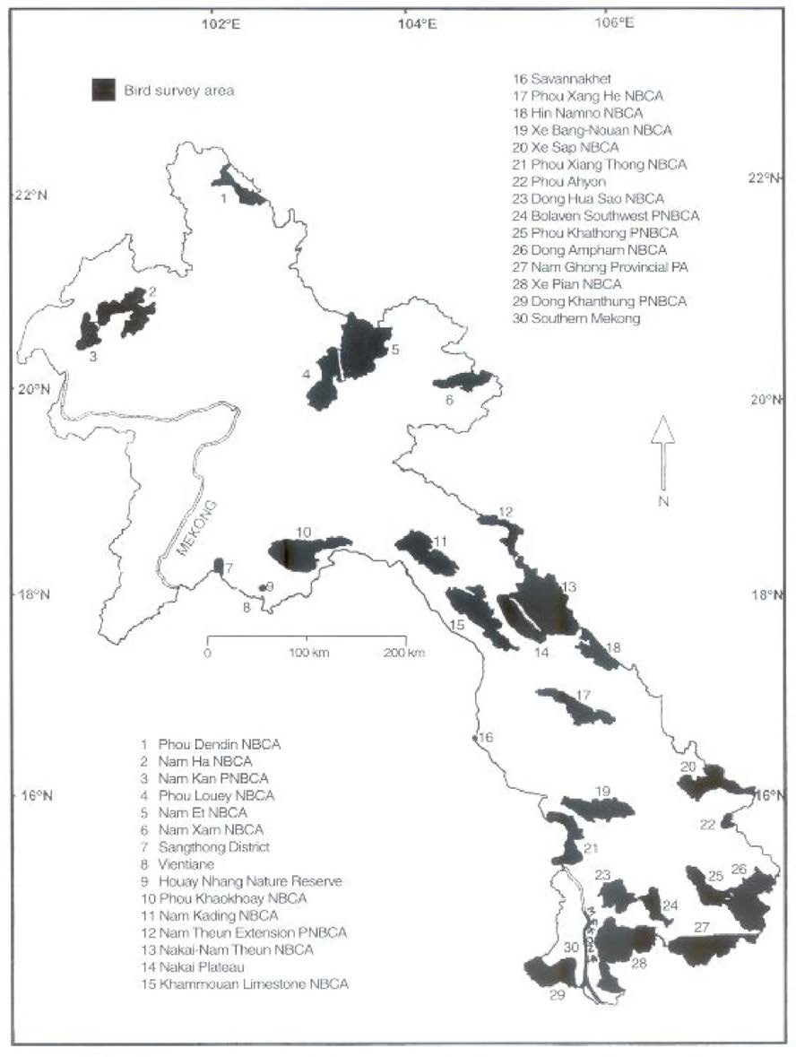 라오스 생물다양성 보진지역(NBCA)과 기타 우수식생 지역