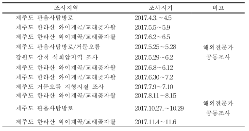 본 연구의 세부 조사일정