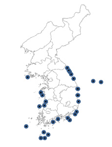 후새류 및 태충류 전국 27개 조사지점