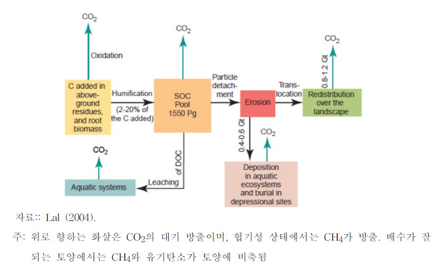 토양 유기탄소(SOC, Soil organic carbon)의 흐름