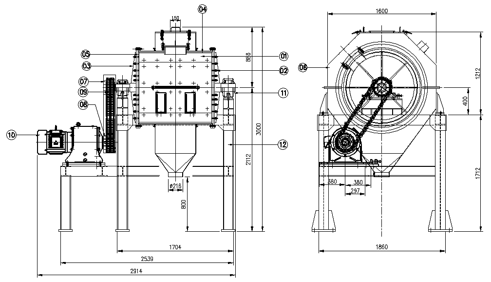 안정화제 분쇄 Ball Mill Crusher 도면