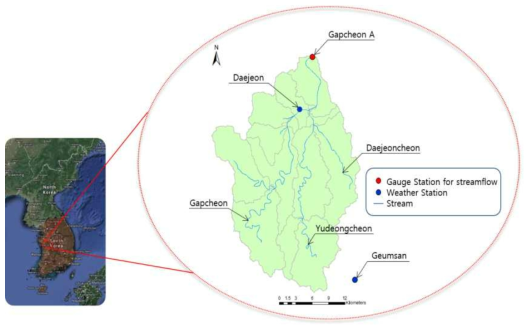 유역단위 적용 연구대상지역