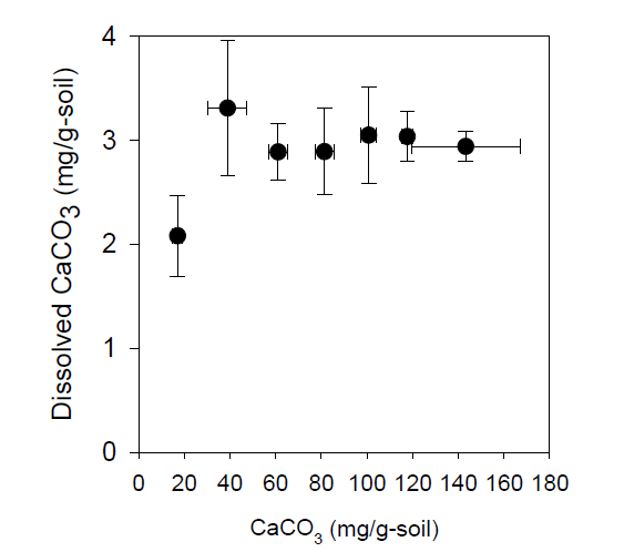 시편 탄산칼슘 농도 대비 용해된 탄산칼슘 농도