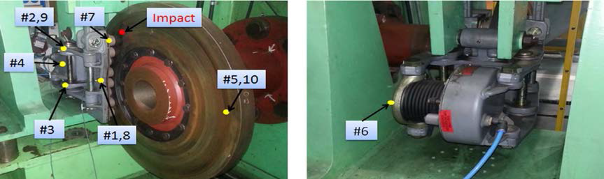 Disc and caliper modal test in dynamo tester