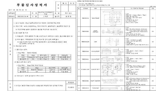 부품검사성적서