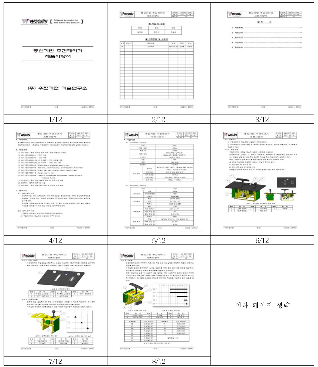 통신기반 주간제어기 제품사양서